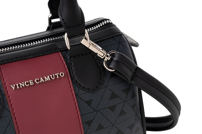 Vince Camuto Bolso de mano Monogrammed Negro, Burdeos Polivinilo 21x13x13 cm